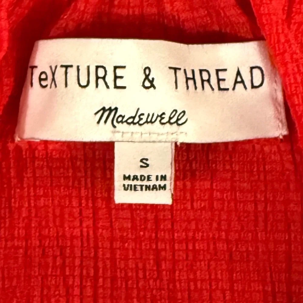 Madewell Women S Blouse Red Texture Thread Puff Sleeve Peasant Boho‎ Top Summer